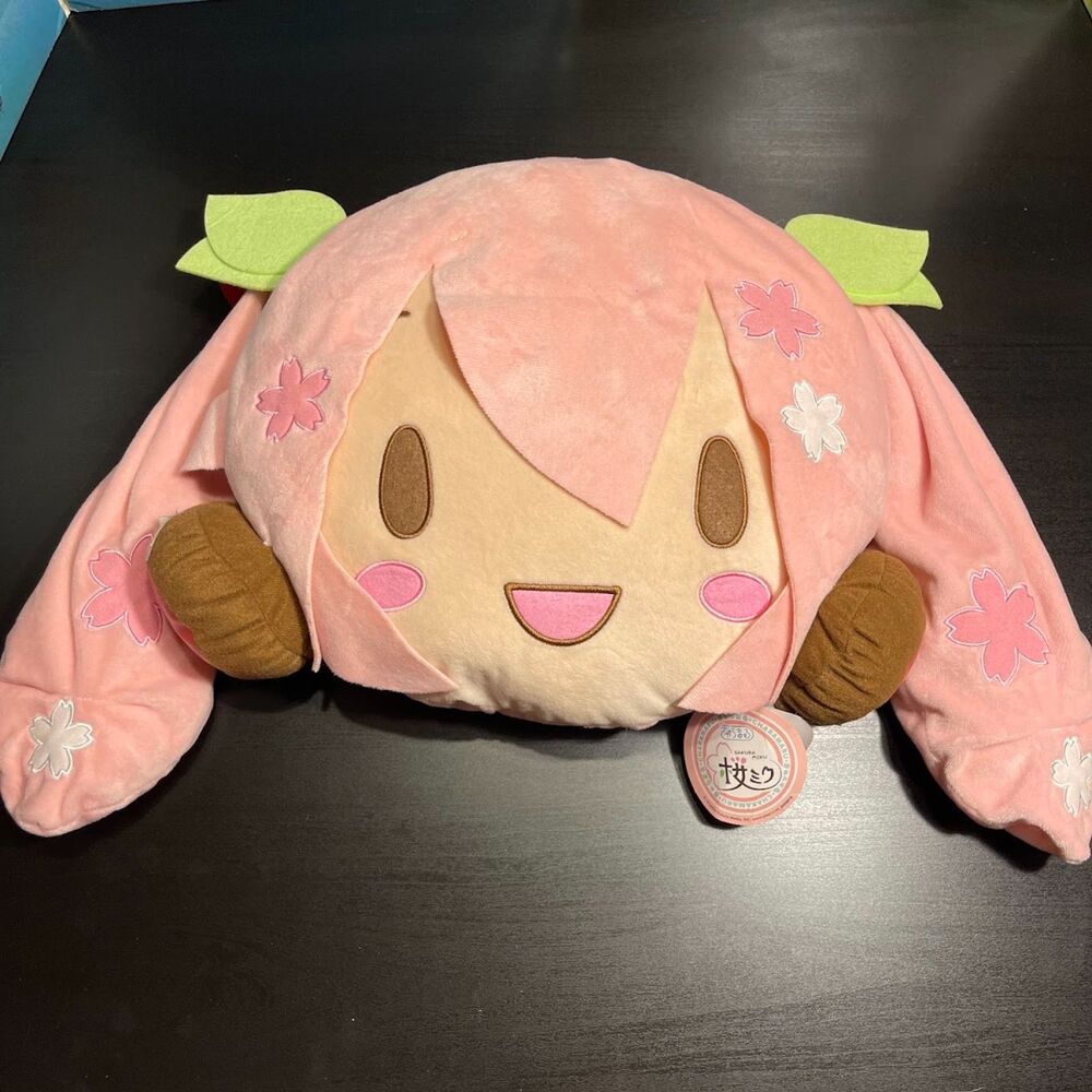 RARE Hatsune Miku Sakura Miku Premium Face Cushion 2024 Large Pillow